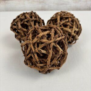 Wood Twig Décor Balls Orbs Spheres Set of 3